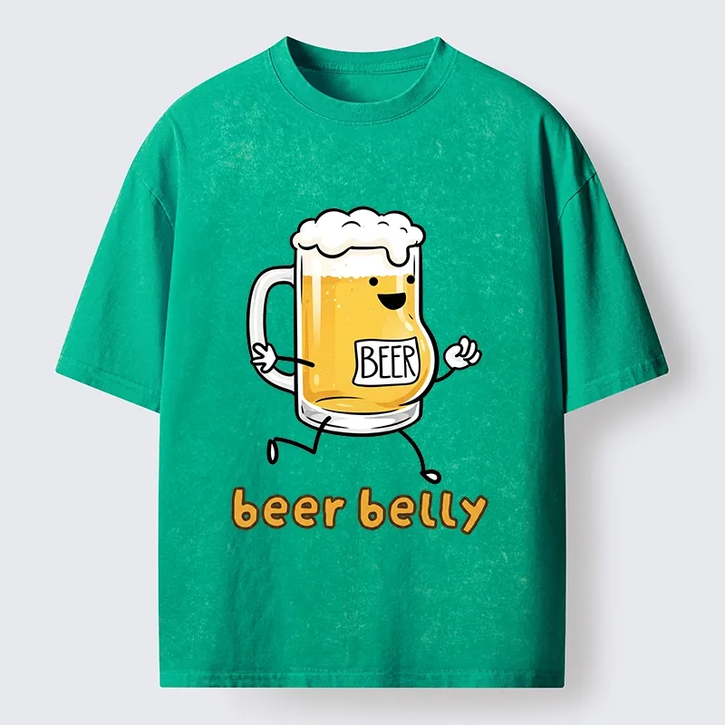 Tokyo-Tiger Walking Beer Mug With A Beer Belly Washed T-Shirt