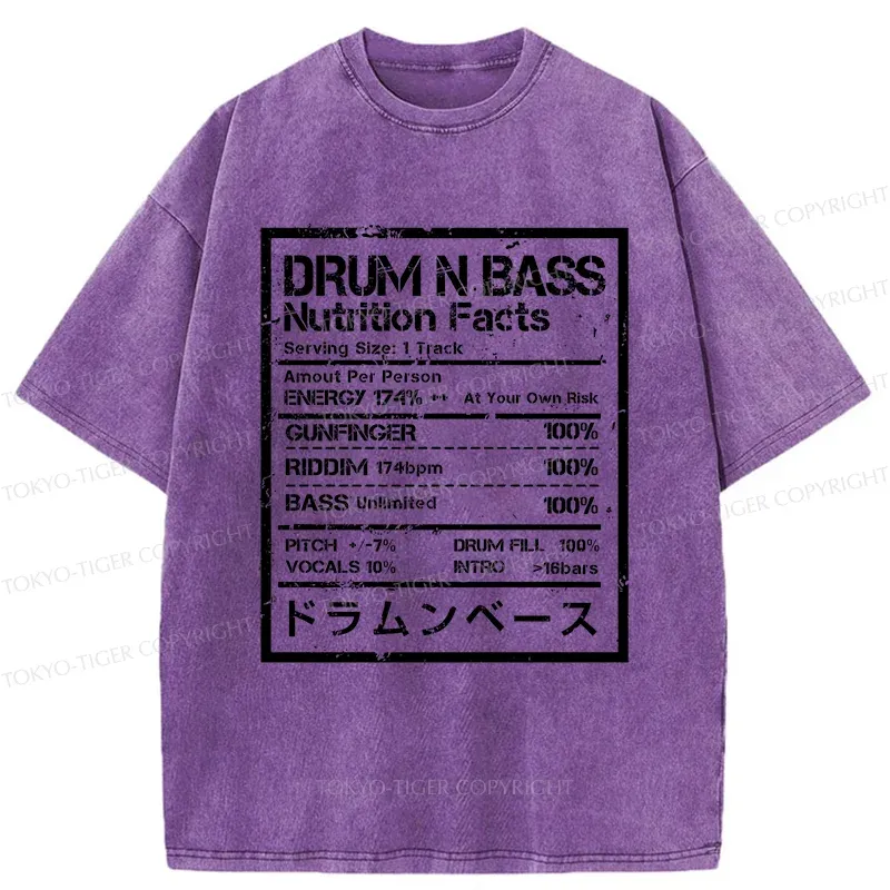 Tokyo-Tiger Drum&Bass Nutrition Facts Washed T-Shirt