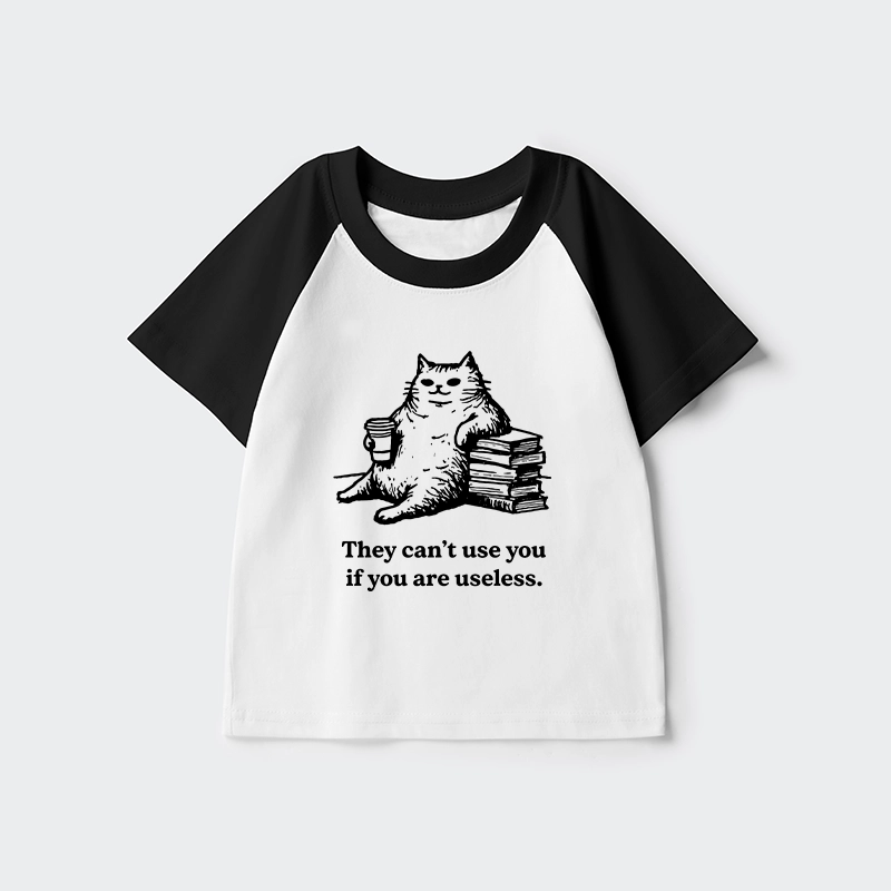 Tokyo-Tiger Cat Proving Uselessness Is A Superpower Kids Raglan T-shirt