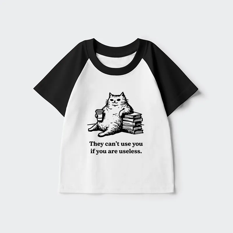 Tokyo-Tiger Cat Proving Uselessness Is A Superpower Kids Raglan T-shirt