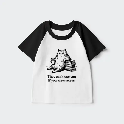 Tokyo-Tiger Cat Proving Uselessness Is A Superpower Kids Raglan T-shirt