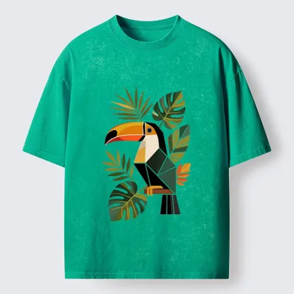 Tokyo-Tiger Tropical Toucan Art Washed T-Shirt