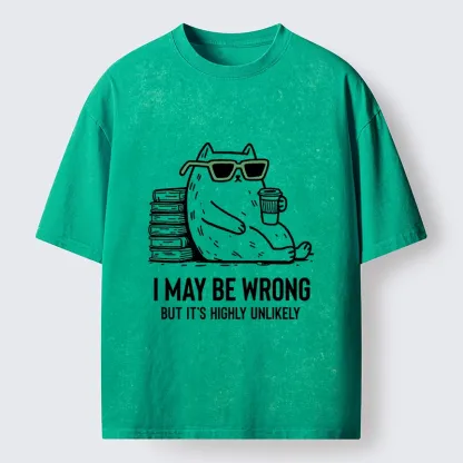 Tokyo-Tiger Cool Cat Coffee Book Funny Meme Washed T-Shirt