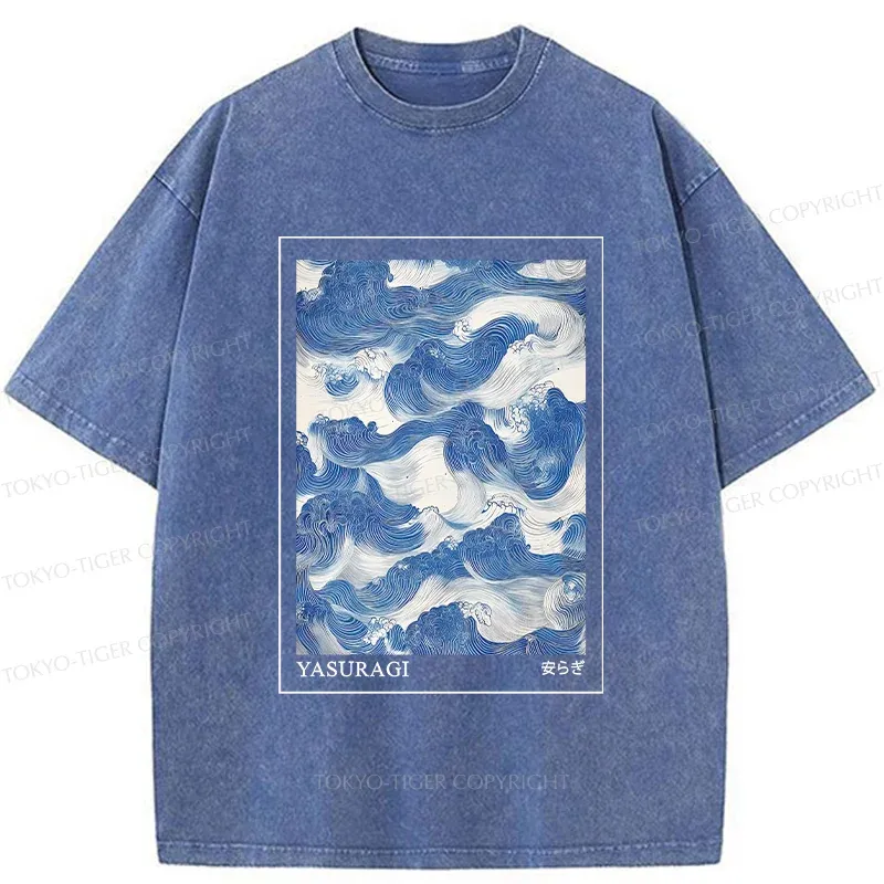 Tokyo-Tiger Japanese Retro Art Wave Washed T-Shirt