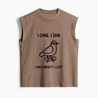 Tokyo-Tiger Funny Meme Bird Just Needs A Break Women's Washed Tank Tops