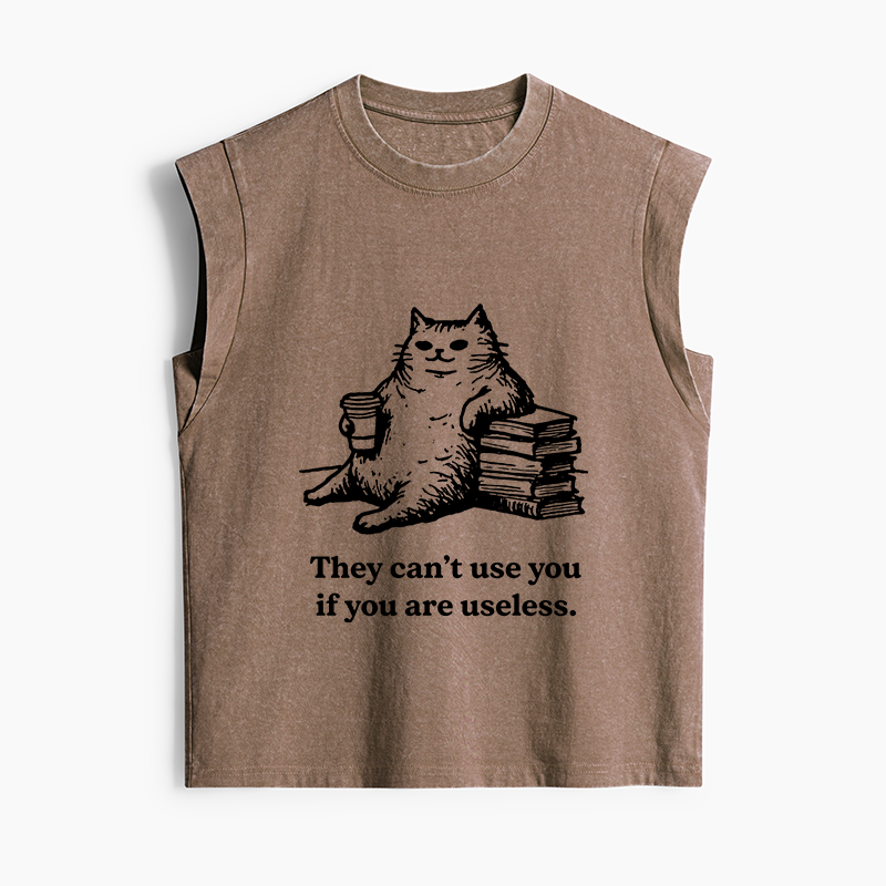 Tokyo-Tiger Cat Proving Uselessness Is A Superpower Women's Washed Tank Tops
