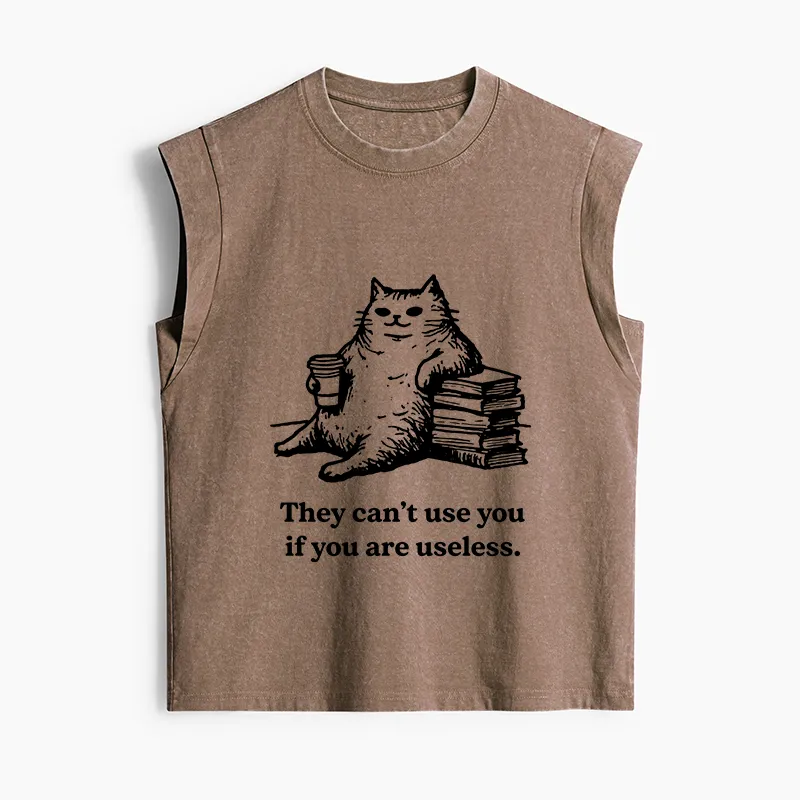 Tokyo-Tiger Cat Proving Uselessness Is A Superpower Women's Washed Tank Tops