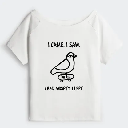 Tokyo-Tiger Funny Meme Bird Just Needs A Break Off Shoulder T-Shirt