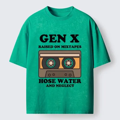 Tokyo-Tiger Retro Childhood GenX Cassette Tape Washed T-Shirt