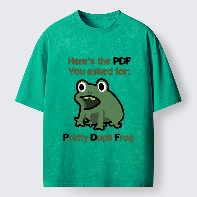Tokyo-Tiger Funny Office PDF Frog Meme Washed T-Shirt