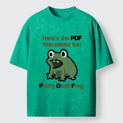 Tokyo-Tiger Funny Office PDF Frog Meme Washed T-Shirt
