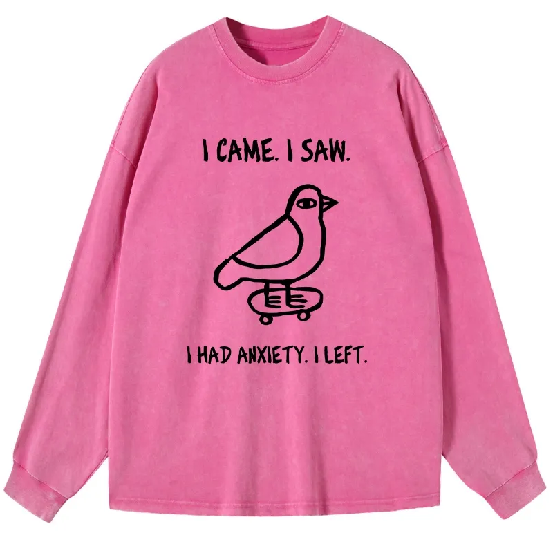 Tokyo-Tiger Funny Meme Bird Just Needs A Break Washed Long Sleeve T-Shirt