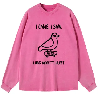 Tokyo-Tiger Funny Meme Bird Just Needs A Break Washed Long Sleeve T-Shirt