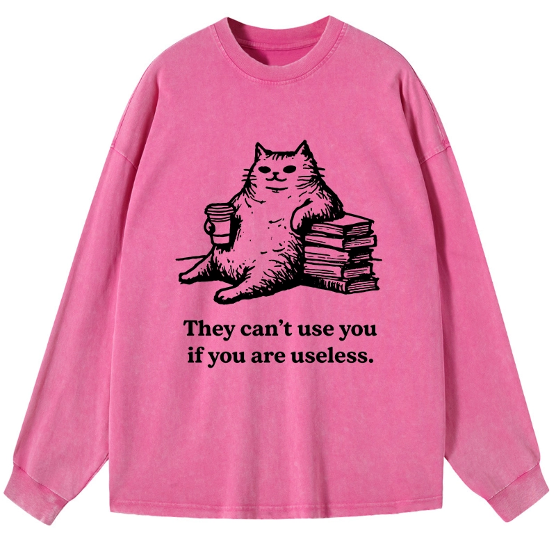 Tokyo-Tiger Cat Proving Uselessness Is A Superpower Washed Long Sleeve T-Shirt