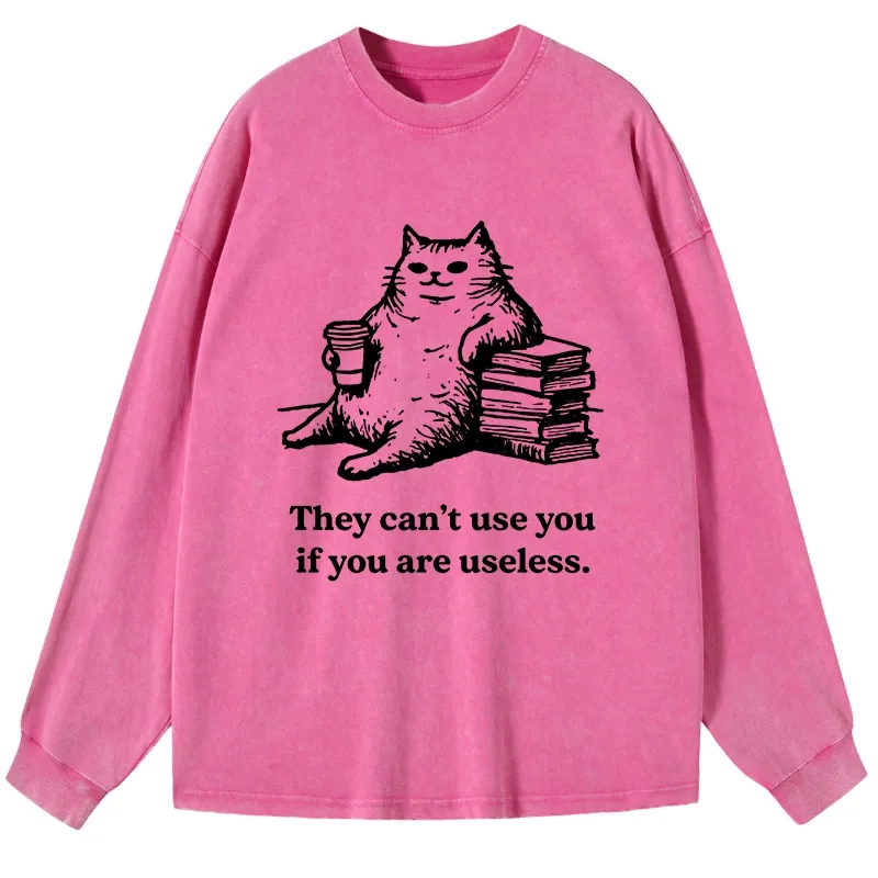 Tokyo-Tiger Cat Proving Uselessness Is A Superpower Washed Long Sleeve T-Shirt