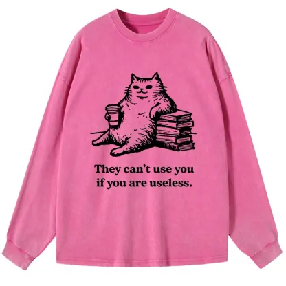 Tokyo-Tiger Cat Proving Uselessness Is A Superpower Washed Long Sleeve T-Shirt