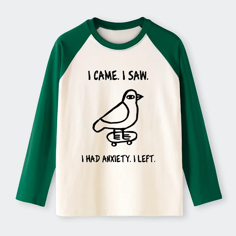 Tokyo-Tiger Funny Meme Bird Just Needs A Break Raglan Long Sleeve T-shirt