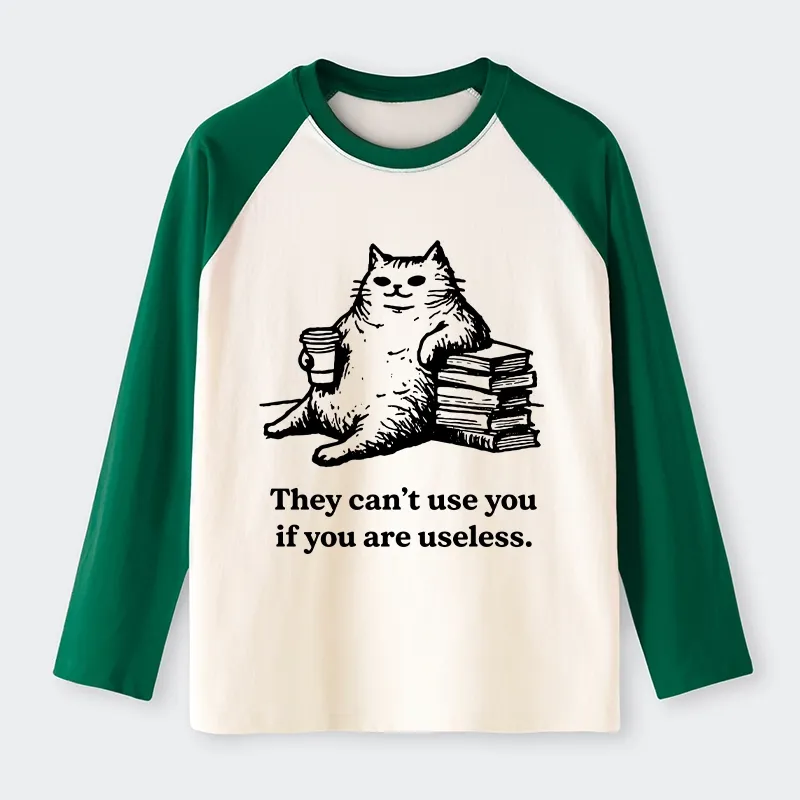 Tokyo-Tiger Cat Proving Uselessness Is A Superpower Raglan Long Sleeve T-shirt