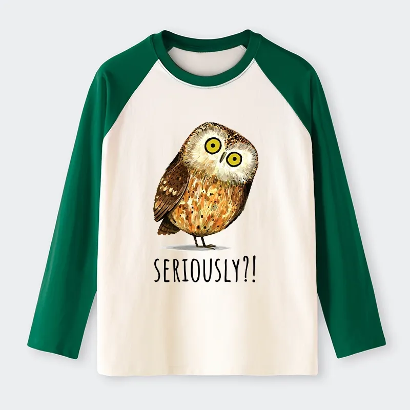 Tokyo-Tiger Seriously Confused Owl Meme Art Raglan Long Sleeve T-shirt