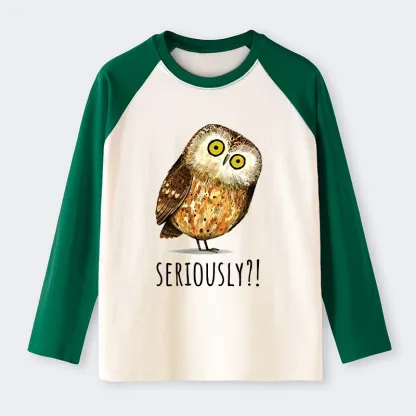 Tokyo-Tiger Seriously Confused Owl Meme Art Raglan Long Sleeve T-shirt