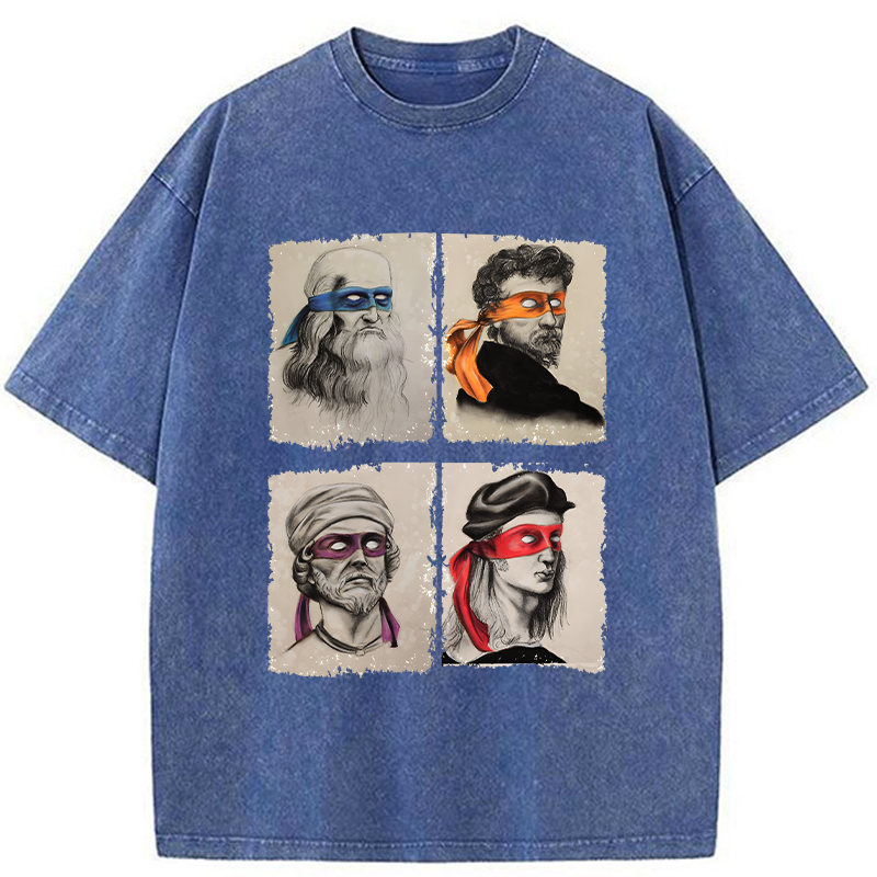 Tokyo-Tiger Funny Ninja Artists Washed T-Shirt