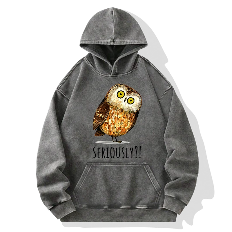 Tokyo-Tiger Seriously Confused Owl Meme Art Washed Hoodie