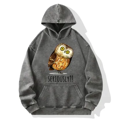 Tokyo-Tiger Seriously Confused Owl Meme Art Washed Hoodie