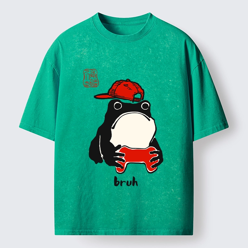 Tokyo-Tiger Funny Meme Bruh Street Frog Washed T-Shirt
