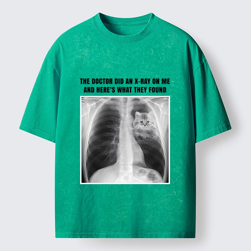 Tokyo-Tiger Relatable Cat Lover X Ray Joke Graphic Washed T-Shirt