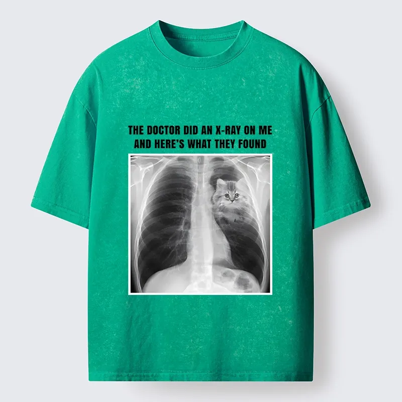 Tokyo-Tiger Relatable Cat Lover X Ray Joke Graphic Washed T-Shirt