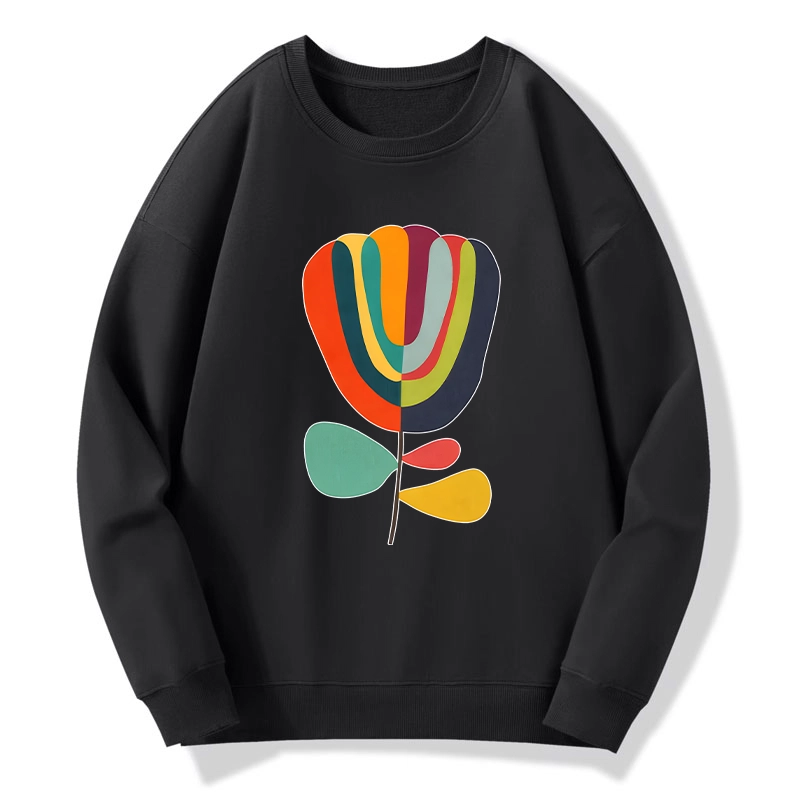 Tokyo-Tiger Colorful Flower Minimalist Print Classic Sweatshirt
