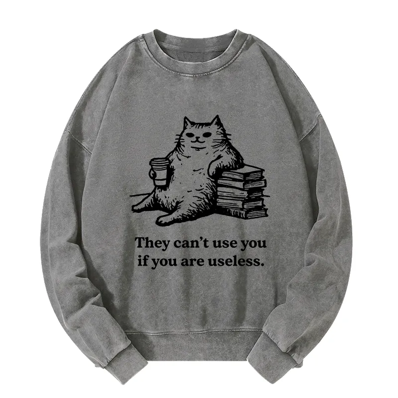 Tokyo-Tiger Cat Proving Uselessness Is A Superpower Washed Sweatshirt