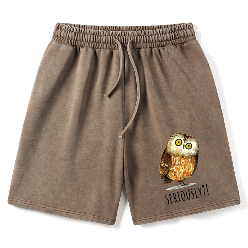 Tokyo-Tiger Seriously Confused Owl Meme Art Washed Shorts