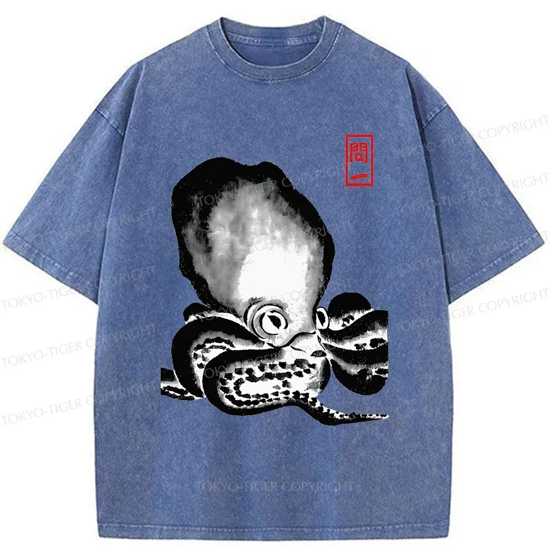 Tokyo-Tiger Retro Octopus Washed T-Shirt
