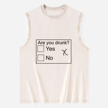 Tokyo-Tiger Confused Drunk Checkbox Graphic Washed Tank