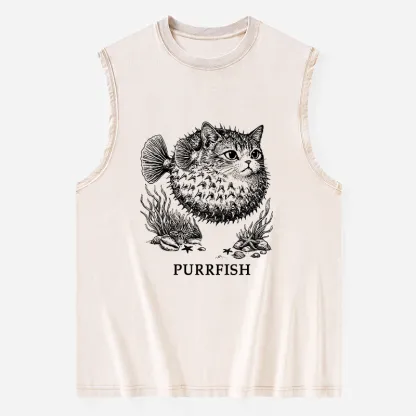 Tokyo-Tiger Spiky Puffer With Cute Cat Head Washed Tank