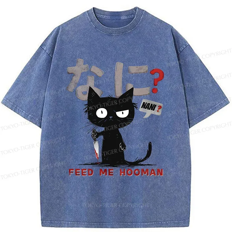 Tokyo-Tiger Cruel And Cute Cat Washed T-Shirt