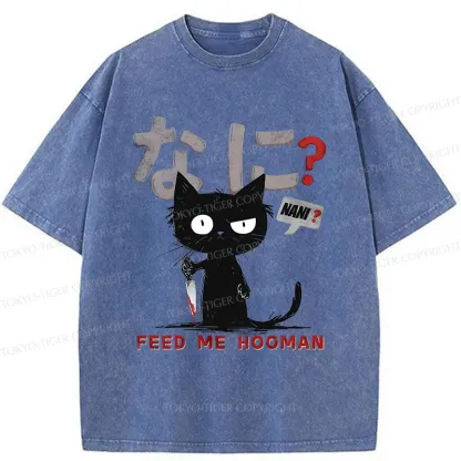 Tokyo-Tiger Cruel And Cute Cat Washed T-Shirt