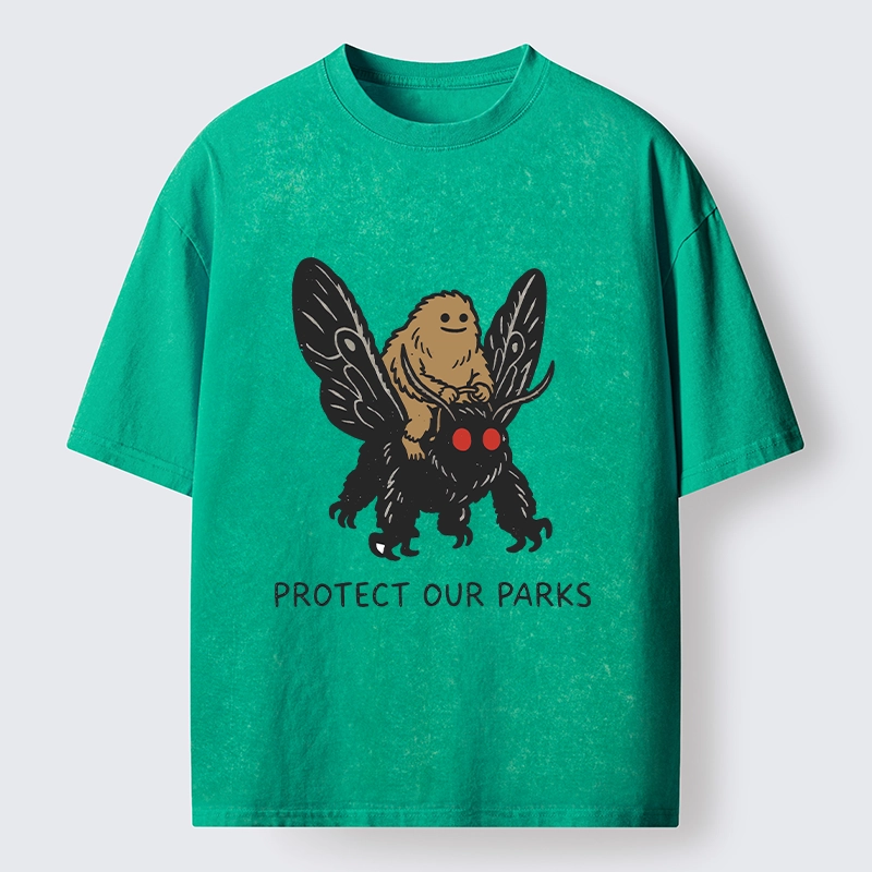 Tokyo-Tiger Bigfoot Ride Moth Protect Parks Washed T-Shirt