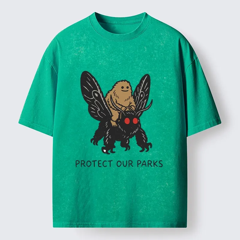 Tokyo-Tiger Bigfoot Ride Moth Protect Parks Washed T-Shirt