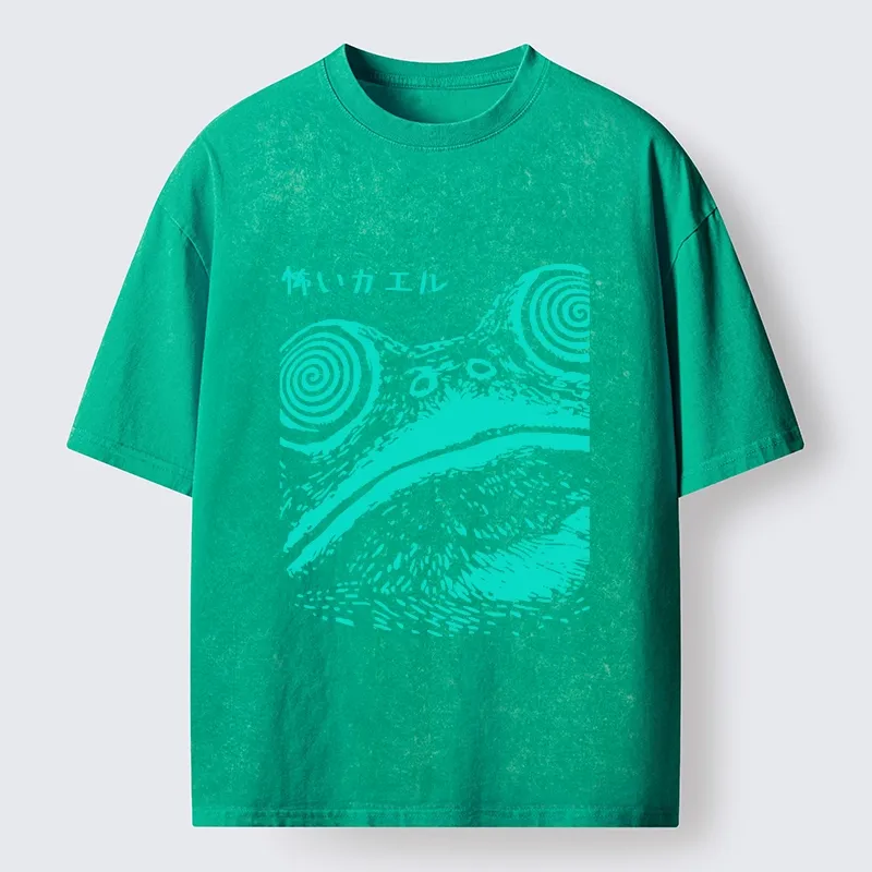 Tokyo-Tiger Spooky Japanese Frog Ukiyo Art Washed T-Shirt