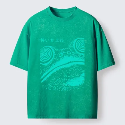 Tokyo-Tiger Spooky Japanese Frog Ukiyo Art Washed T-Shirt