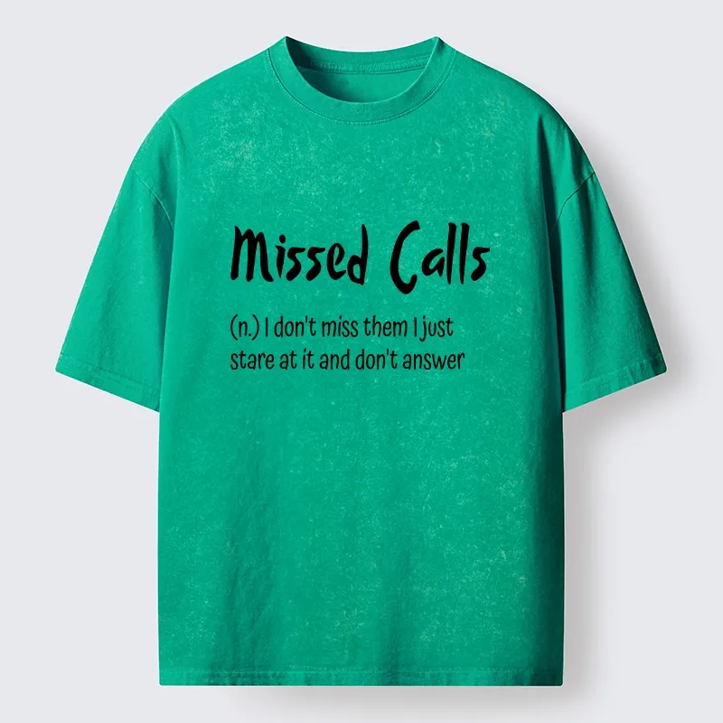 Tokyo-Tiger Funny Meme Missed Calls Definition Washed T-Shirt