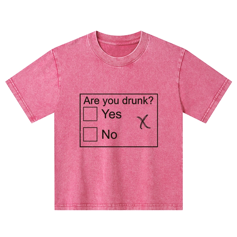Tokyo-Tiger Confused Drunk Checkbox Graphic Kids Washed T-Shirt