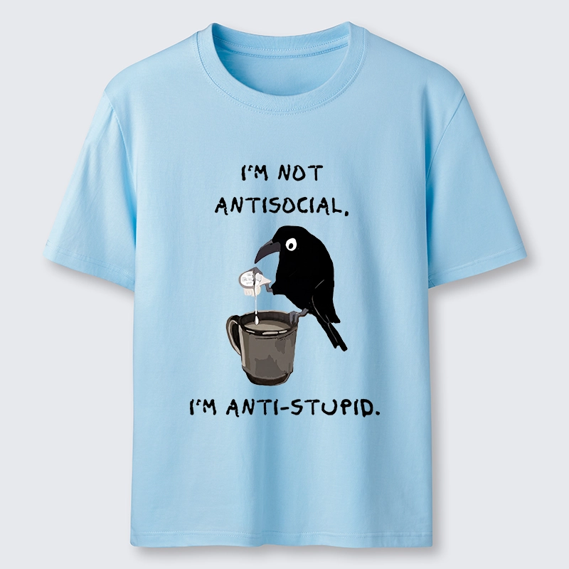 Tokyo-Tiger Cool Crow Sips Calm Coffee Alone Classic T-Shirt