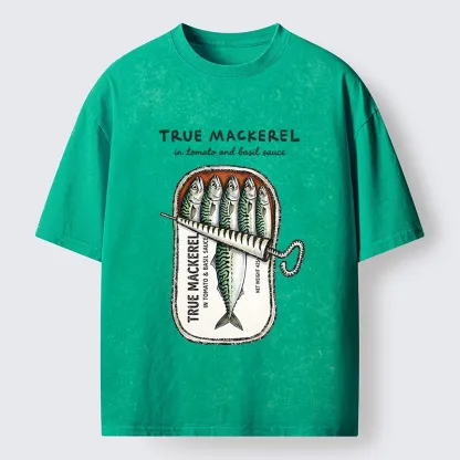 Tokyo-Tiger Funny Meme Vintage Seafood Can Graphic Washed T-Shirt