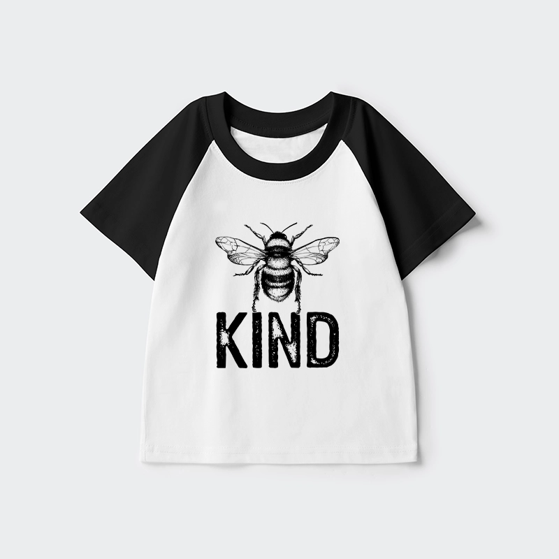 Tokyo-Tiger Minimalist Bee Kind Illustration Kids Raglan T-shirt
