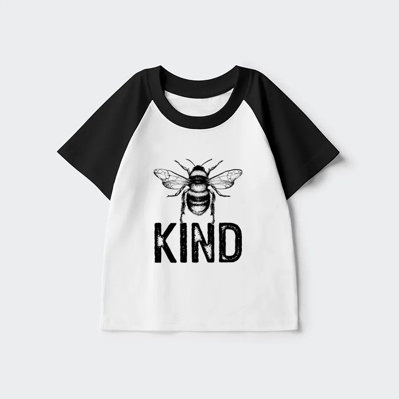 Tokyo-Tiger Minimalist Bee Kind Illustration Kids Raglan T-shirt