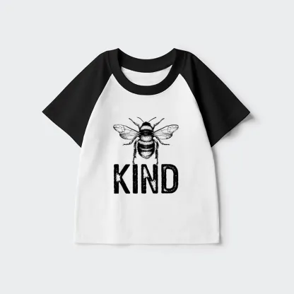 Tokyo-Tiger Minimalist Bee Kind Illustration Kids Raglan T-shirt