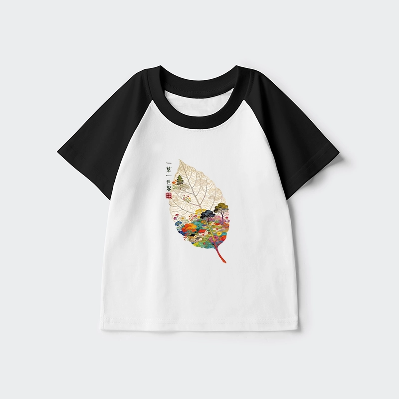 Tokyo-Tiger One Leaf Holds A Tiny Colorful World Kids Raglan T-shirt